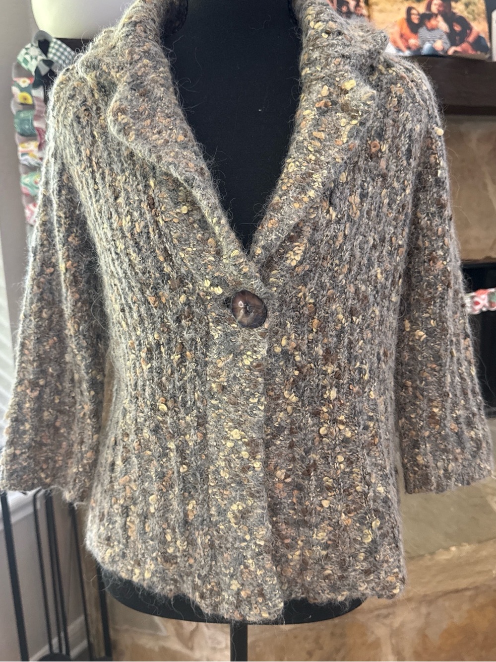 Carole Little Gray Tweed Bouclé Knit Sweater Jacket